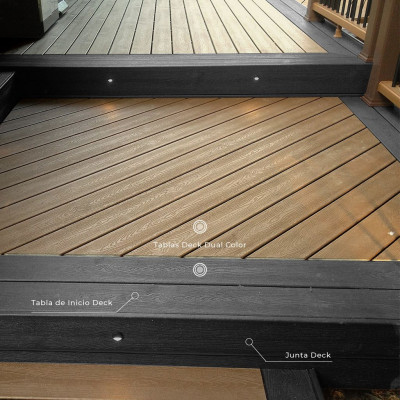 Deck Co-Extruded Dual Color G04 Teak + G07 Charcoal 22 mm (0,142 x 2,20 m) x ud.